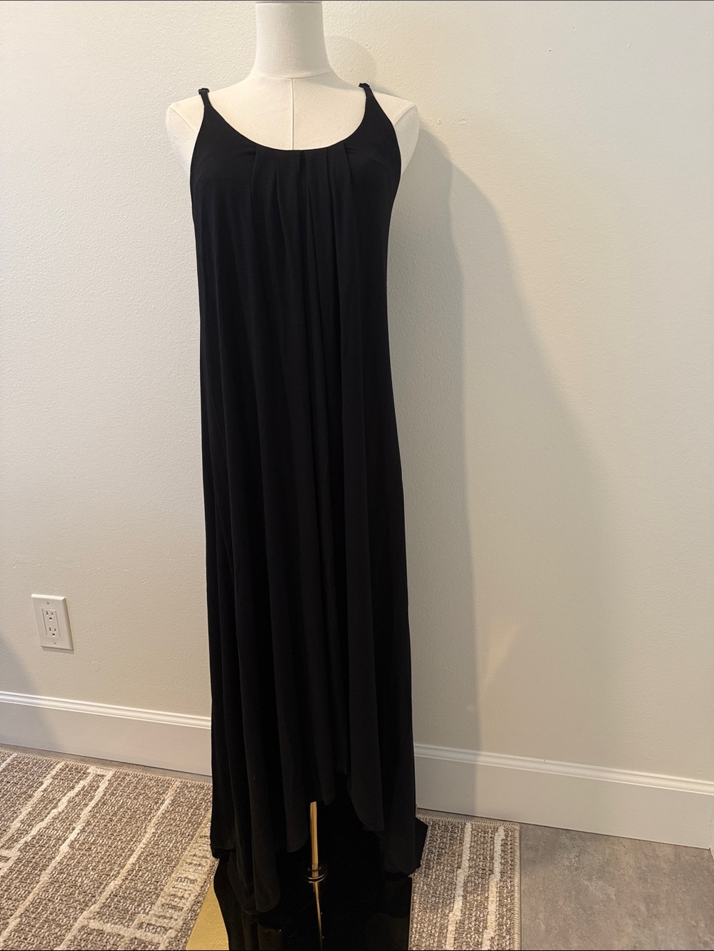 Cynthia Rowley Black Maxi Dress with Built-In Shelf Bra – Size Small